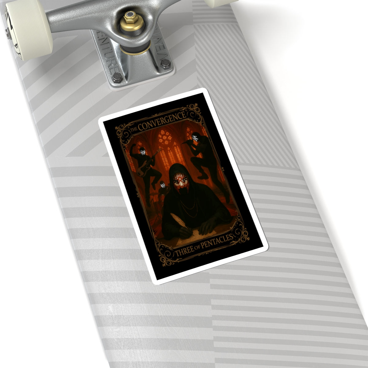 Three of Pentacles Tarot- Mystical Kiss-Cut Stickers - Intriguing Art for Planners, Laptops, Journals, Gifts, Decor