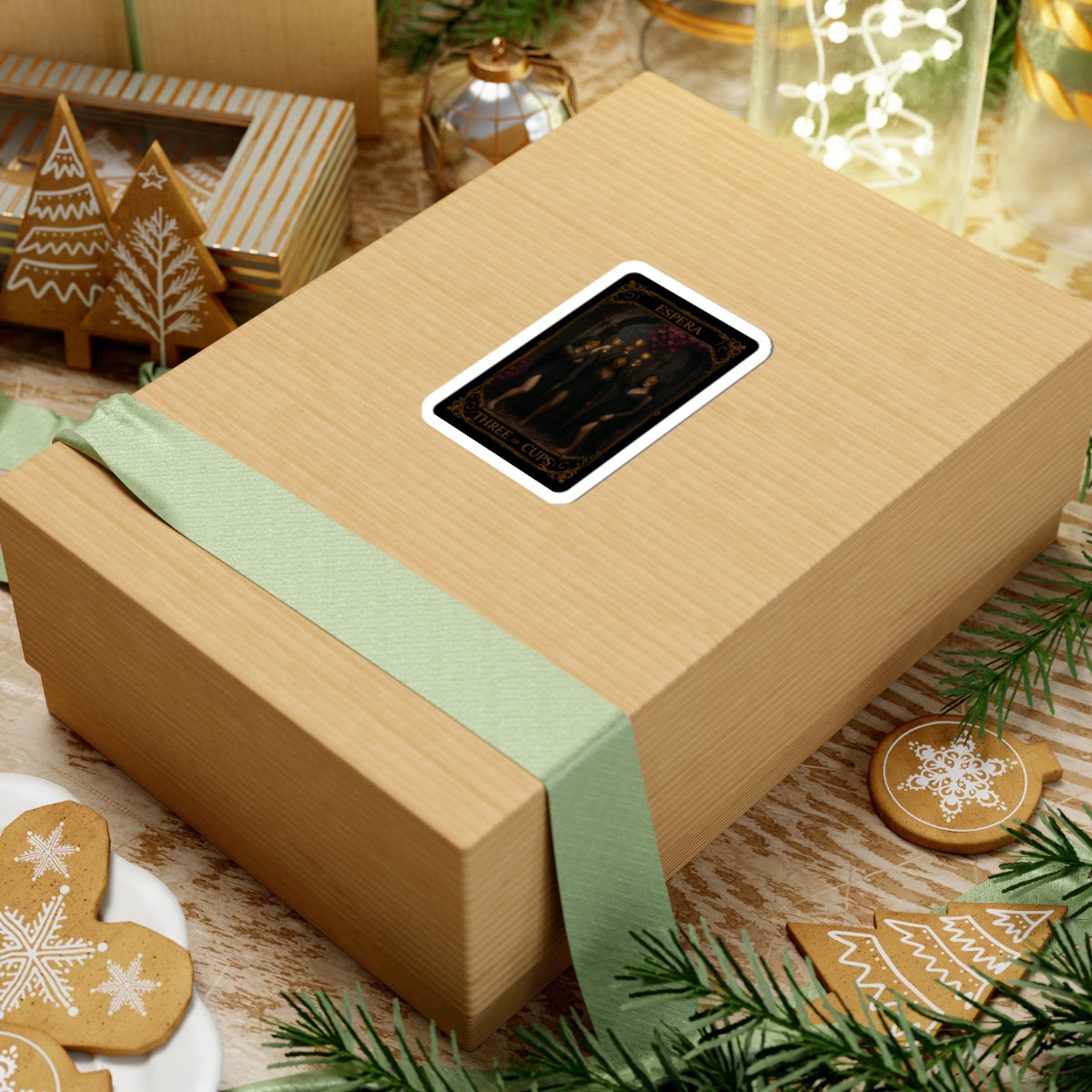 Espera Three of Cups Kiss-Cut Stickers | Magical Decor, Tarot Art Stickers, Spiritual Gifts, Party Decor, Witchy Aesthetic