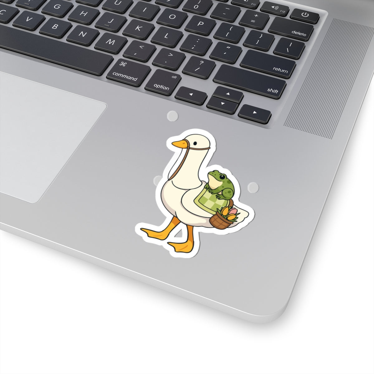 Goose & Frog Sticker — Cute Kiss-Cut Vinyl Decal