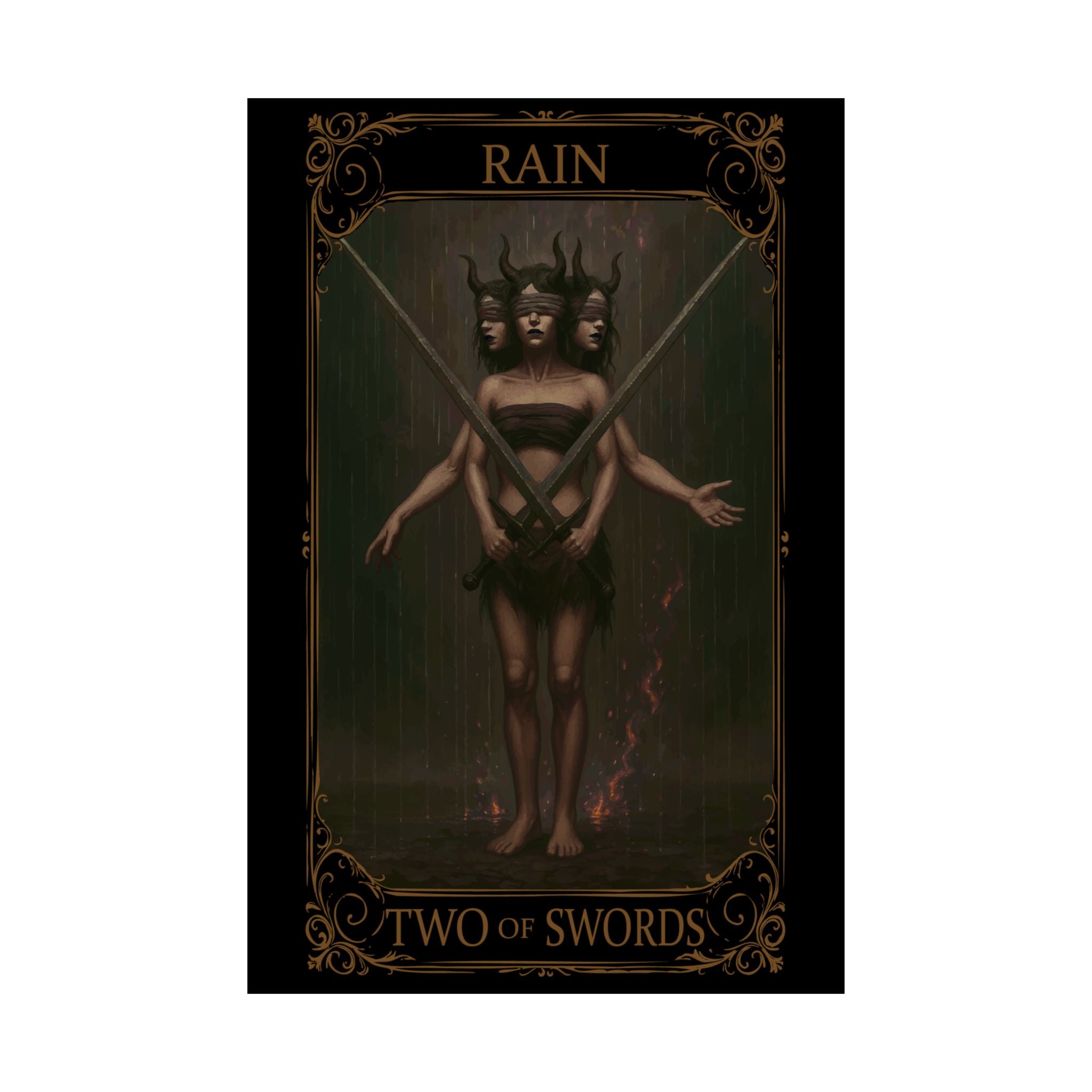 Two of Swords Tarot- Gothic Themed Satin Posters, Wall Art Decor, Home Aesthetic, Unique Gifts, Tarot Inspired Decor, Mystical Wall Hanging