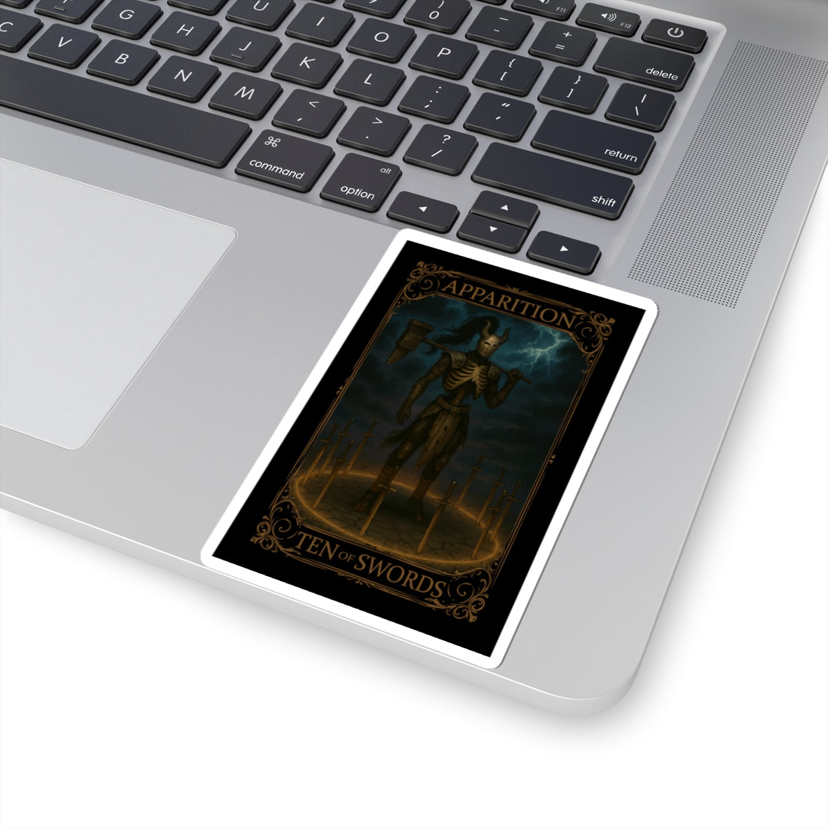Ten of Swords Tarot- Apparition Kiss-Cut Stickers, Dark Fantasy Art, Occult Decor, Gothic Gifts, Laptop Stickers, Tarot Stickers