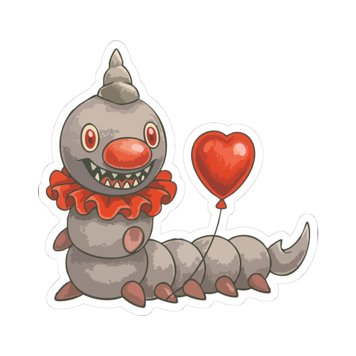 Weedle-Creepy Cute Caterpillar Sticker — Heart Balloon Kiss-Cut Decal