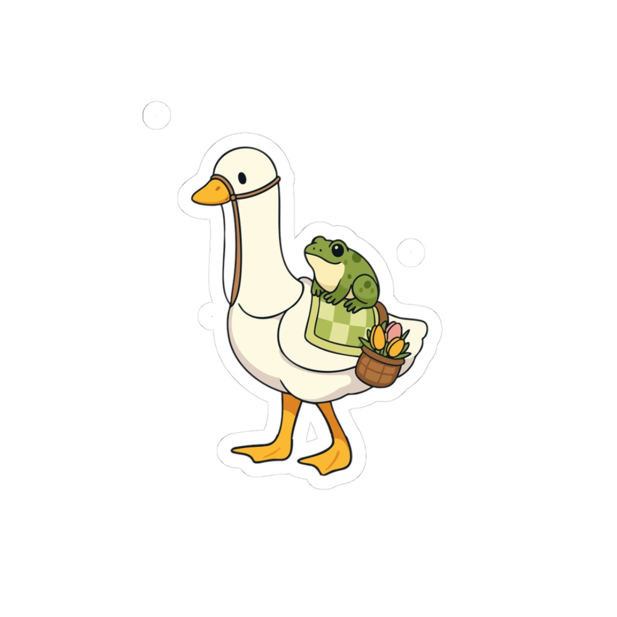 Goose & Frog Sticker — Cute Kiss-Cut Vinyl Decal