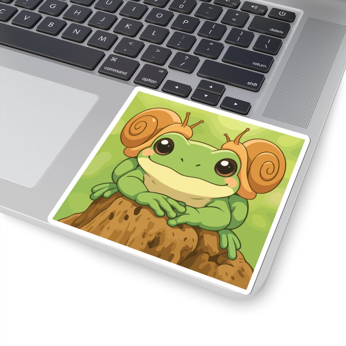 Cute Snail-Horn Frog Sticker — Kawaii Tree Frog Kiss-Cut Decal for Laptops & Water Bottles