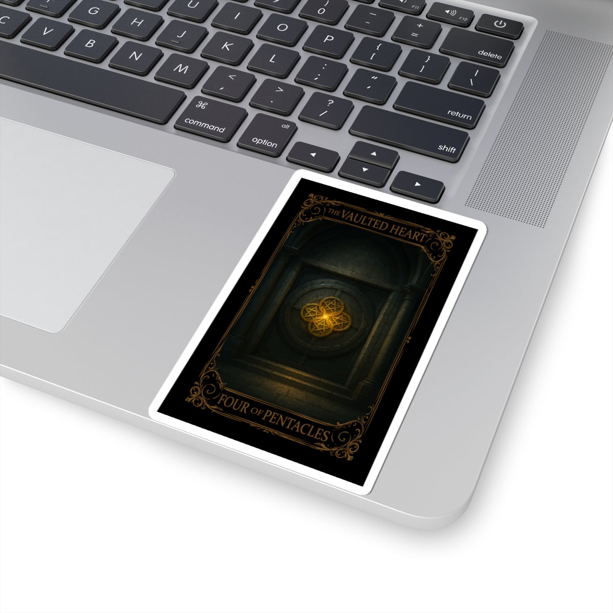 Four of Pentacles Tarot- Mystical Kiss-Cut Stickers - Four of Pentacles Design, Tarot Stickers, Spiritual Decor, Enchanted Laptop Decals, Witchy Gifts