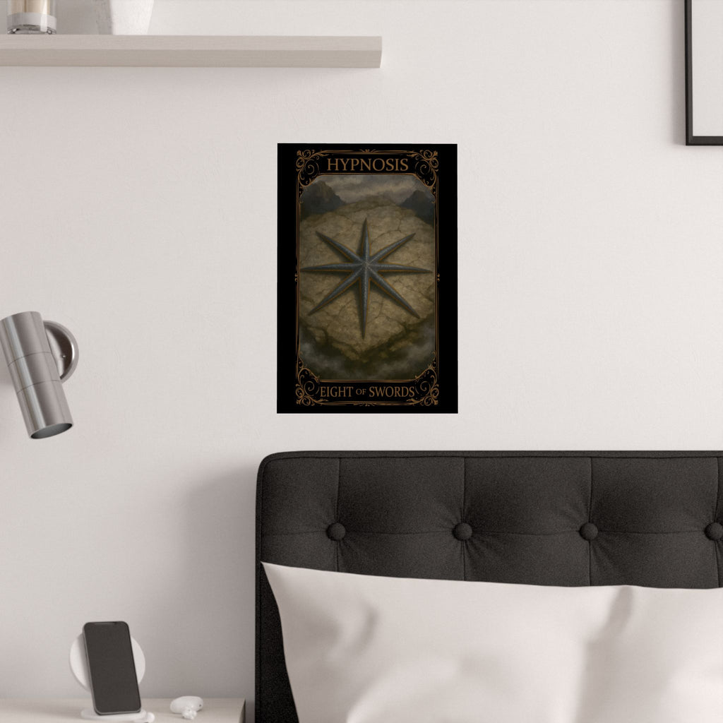 Eight of Swords Tarot- Satin Poster, Wall Art Decor, Dark Aesthetic Prints, Spiritual Gift, Boho Home Decoration
