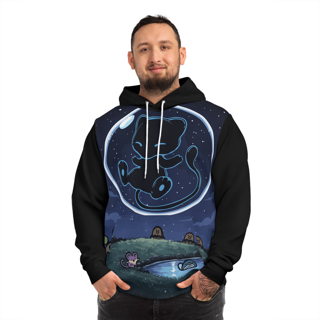 Dark bubble mew-Cute Cosmic Creature Hoodie — Night Sky Alien Art Pullover
