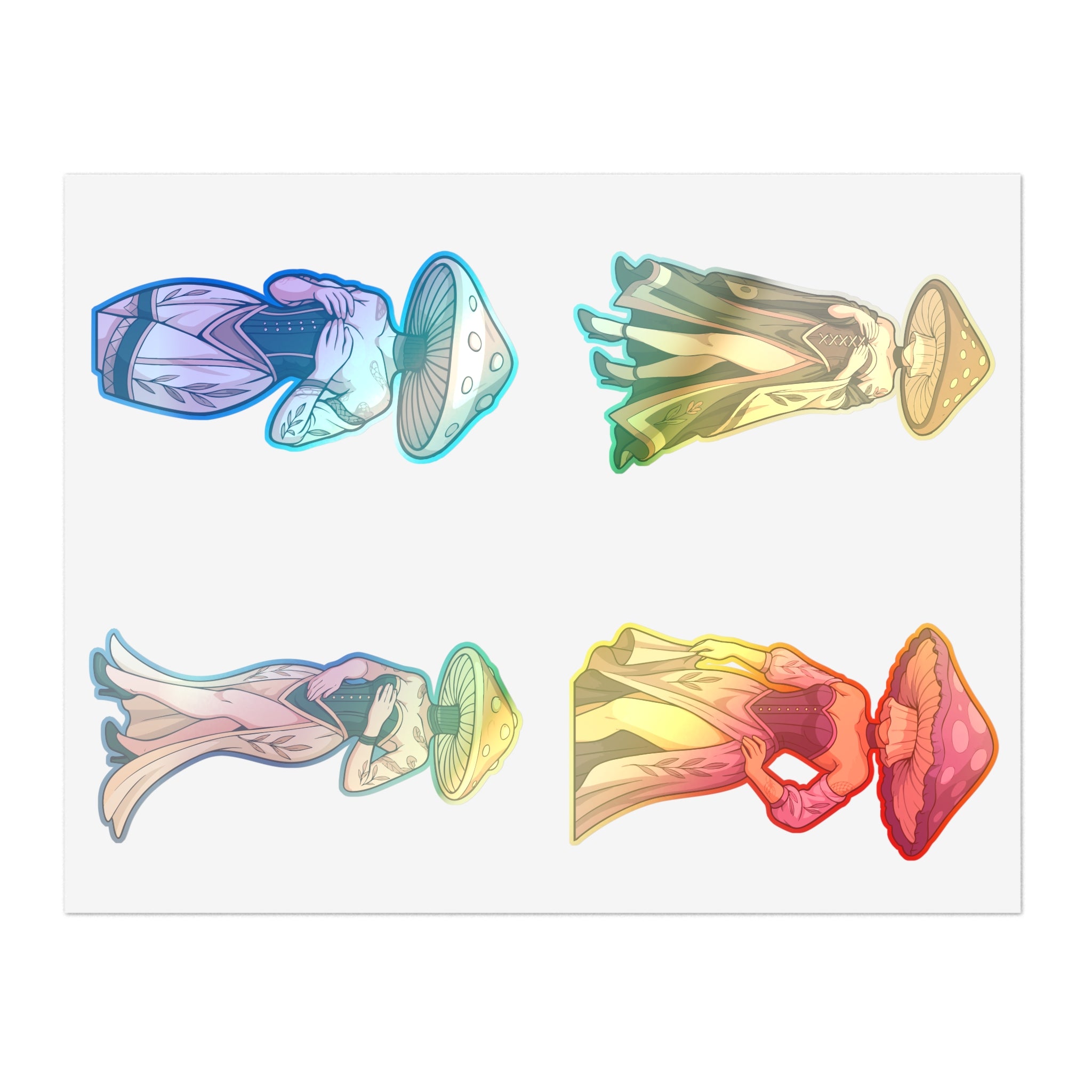 Mushroom lady Spirits Sticker Sheet — Forest Mushroom Character Vinyl Stickers