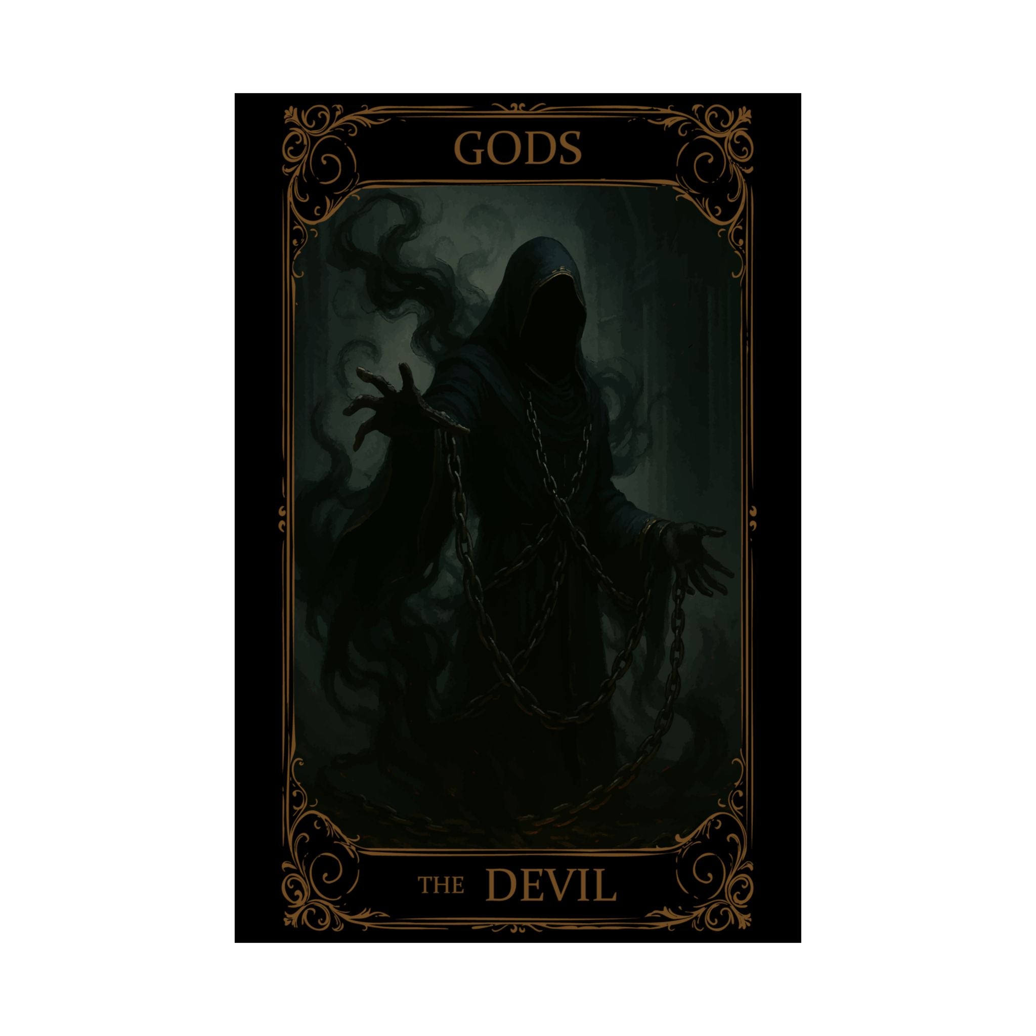 The Devil Tarot- Fantasy Satin Poster, Wall Art, Gothic Decor, Satan Themed Print, Home Aesthetic, Perfect for Halloween