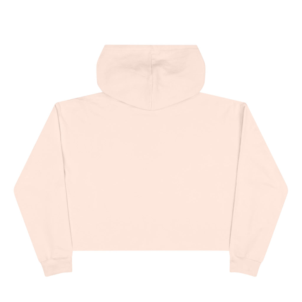 Floral Crest Crop Hoodie – Pink Botanical Emblem