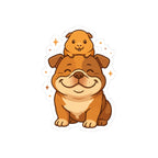 Cute Bulldog & Guinea Pig Kiss-Cut Sticker — Adorable Pet Laptop Decal
