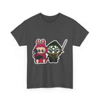 Labubu Chibi Band Member Cute Bunny and Ninja Unisex Heavy Cotton Tee, Fun Graphic Tee, Casual Wear, Cute Outfit, Fun T-Shirt