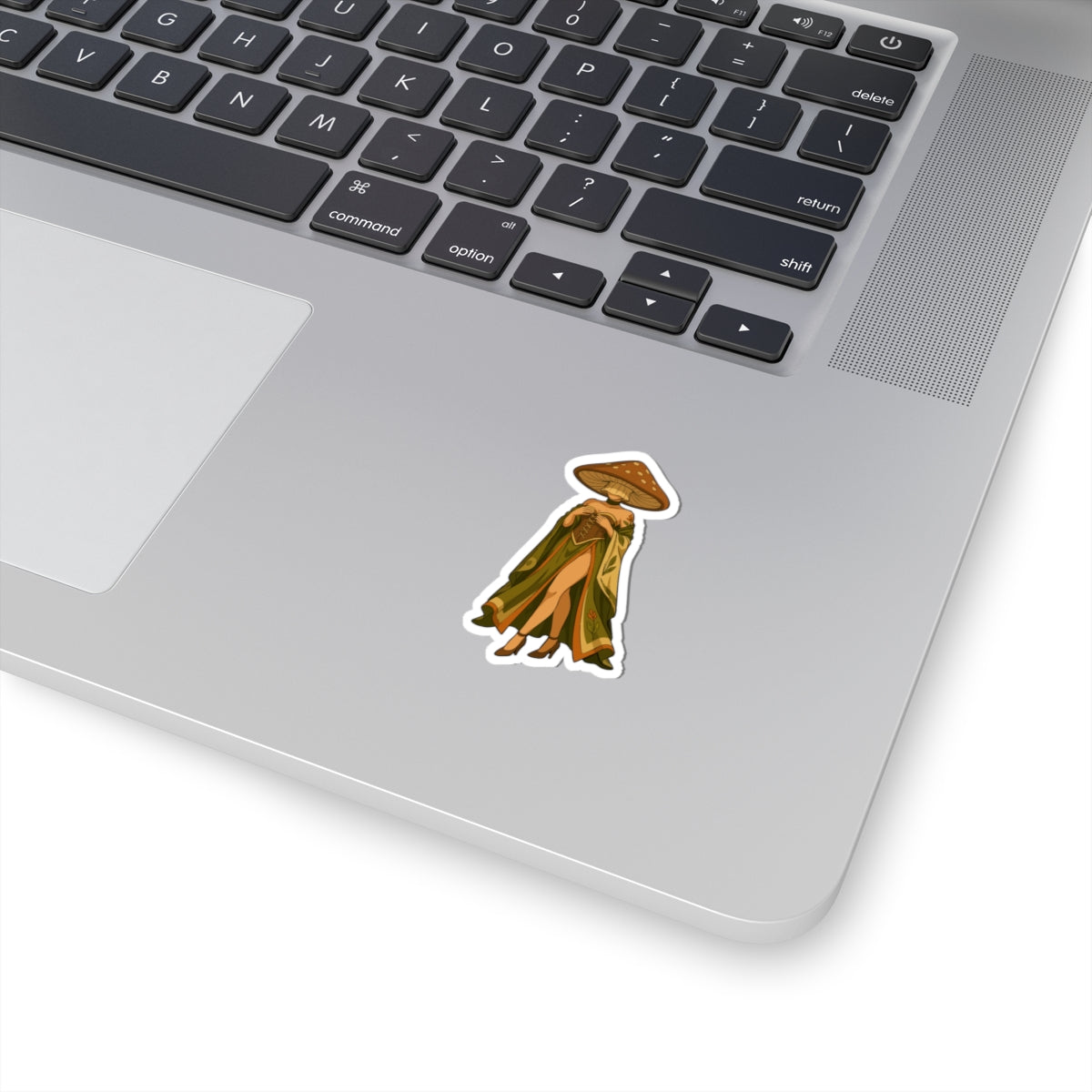 Mushroom Lady Kiss-Cut Sticker — Witchy Forest Aesthetic Laptop Decal