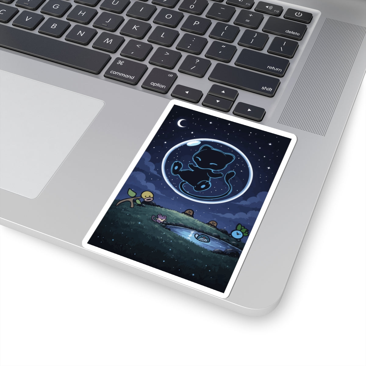 Dark Bubble Mew- Nighttime Mew Sticker — Cute Cosmic Cat in Bubble Vinyl Kiss-Cut Sticker