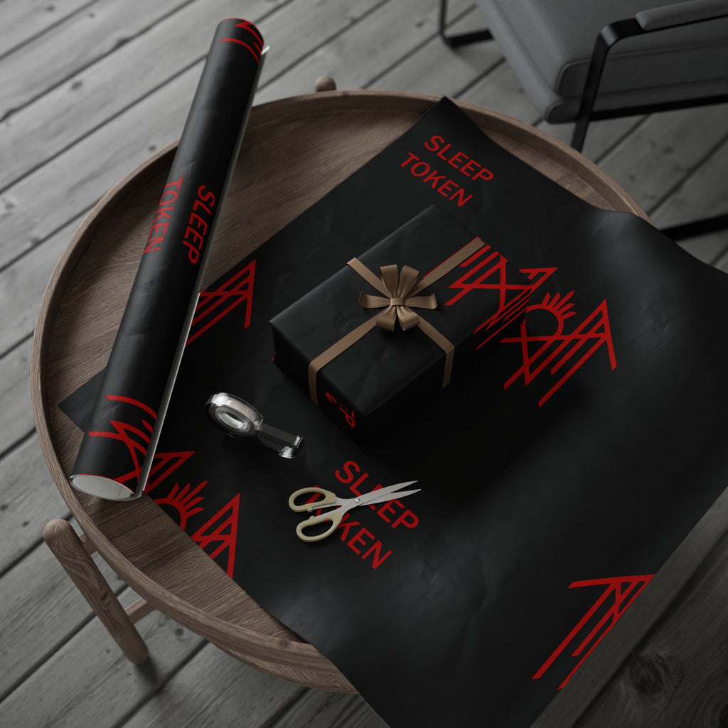 Black & Red Spider Pattern Wrapping Paper Roll — Gothic Gift Wrap for Halloween & Fans
