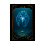 Queen of Cups tarot- Mystical Satin Poster, Dreamy Home Decor, Tarot Art Print, Boho Wall Art, Spiritual Gift