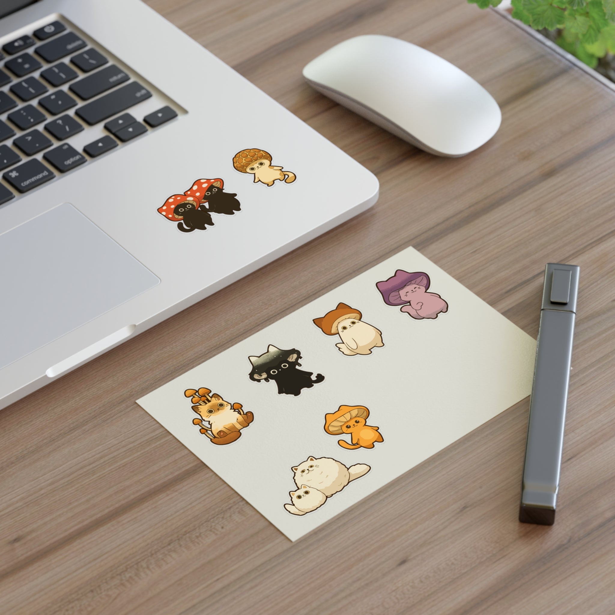 Mushroom Cat Sticker Sheet — Cute Kawaii Mushroom Cats Planner Stickers
