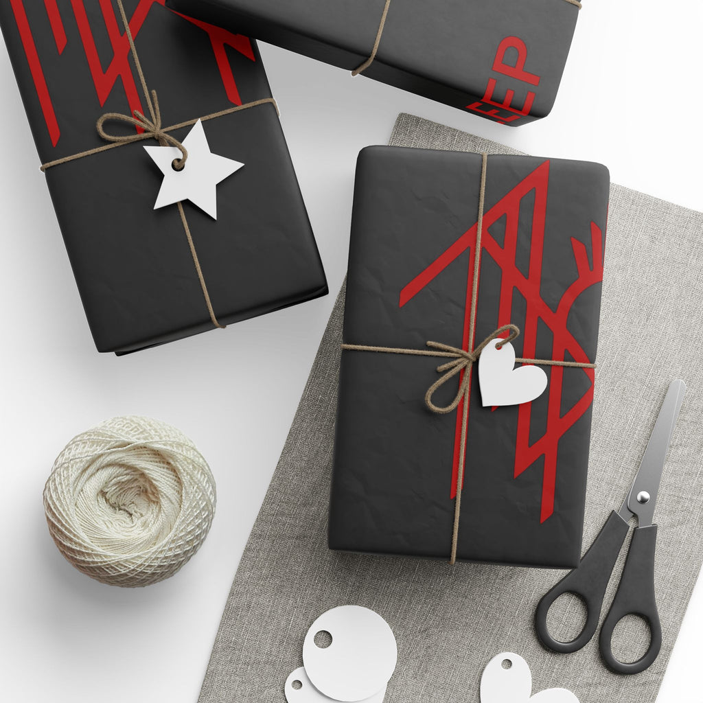 Black & Red Spider Pattern Wrapping Paper Roll — Gothic Gift Wrap for Halloween & Fans