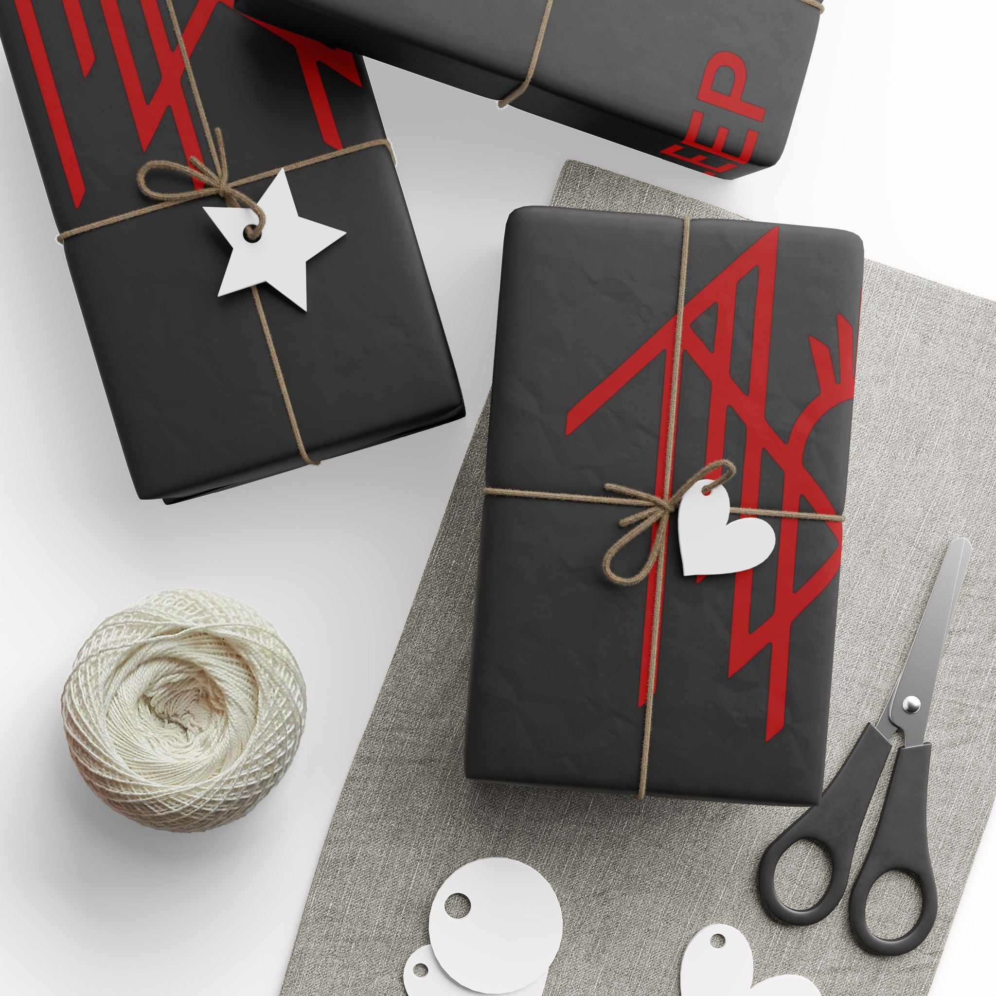 Black & Red Spider Pattern Wrapping Paper Roll — Gothic Gift Wrap for Halloween & Fans