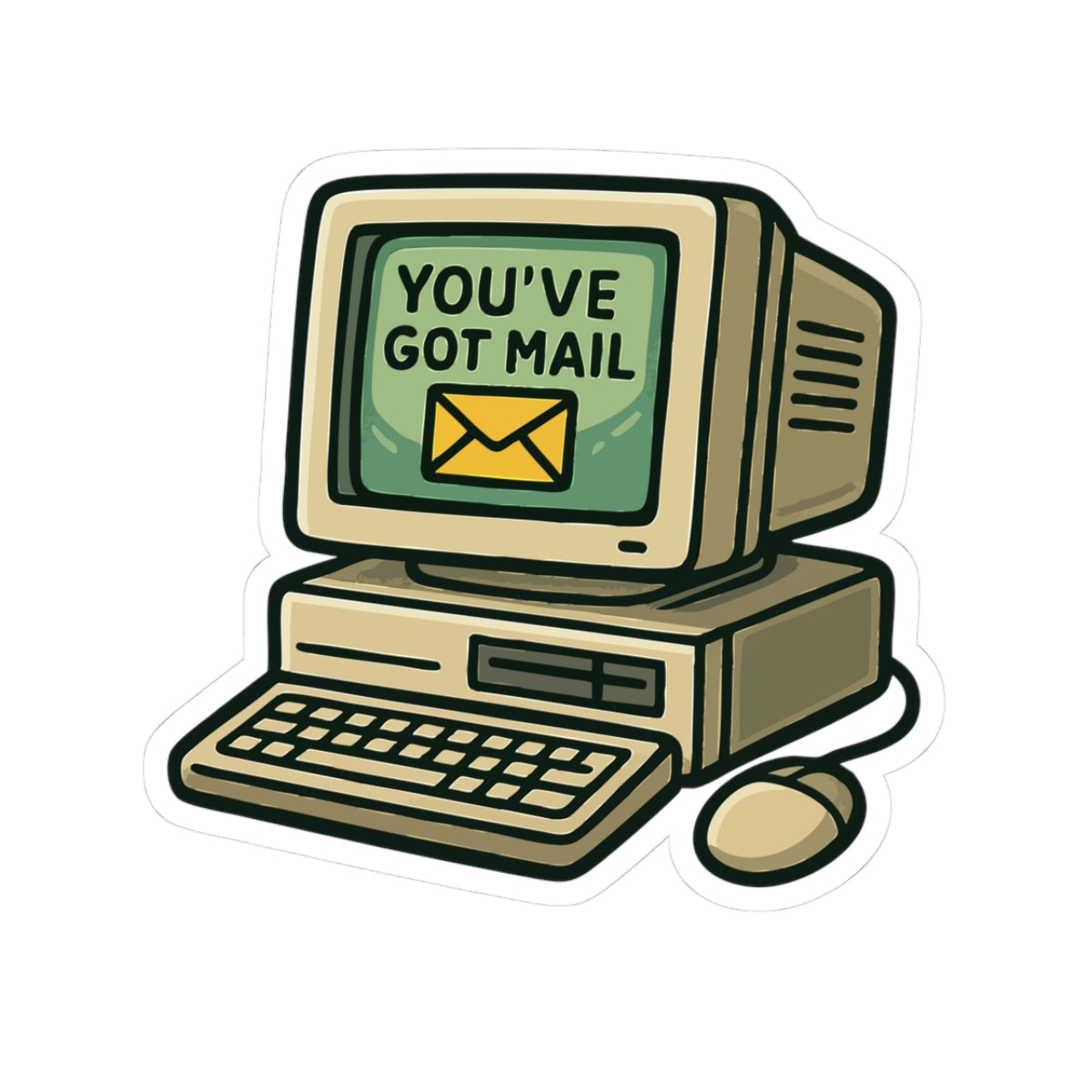 90's Vintage Computer Sticker — "You've Got Mail" Retro PC Laptop Decal