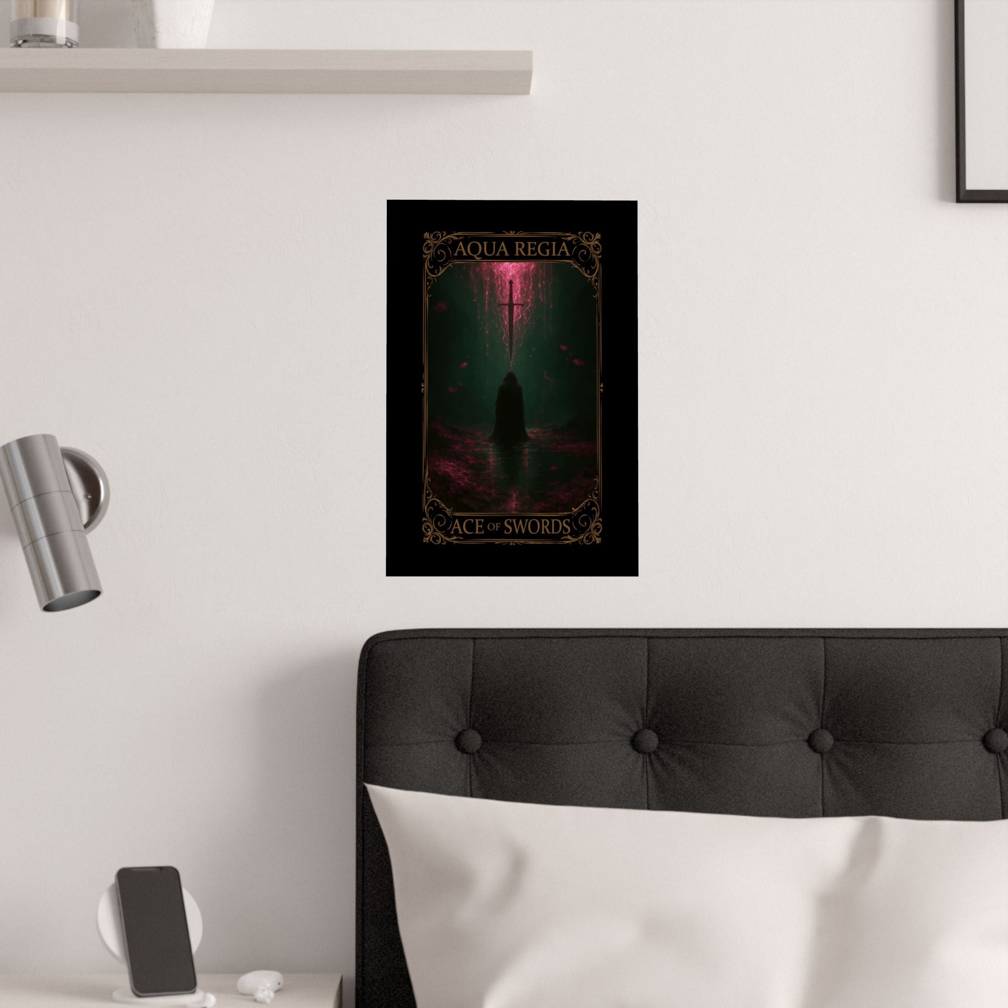 Ace of Swords Tarot- Mystical Satin Poster - Ace of Swords Art Print, Dark Wall Decor, Tarot-Inspired Home Decor, Spiritual Aesthetic, Gothic Wall Art