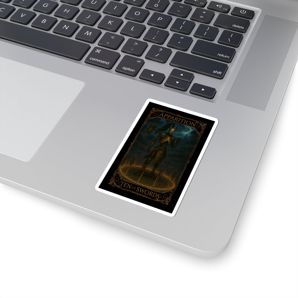 Ten of Swords Tarot- Apparition Kiss-Cut Stickers, Dark Fantasy Art, Occult Decor, Gothic Gifts, Laptop Stickers, Tarot Stickers
