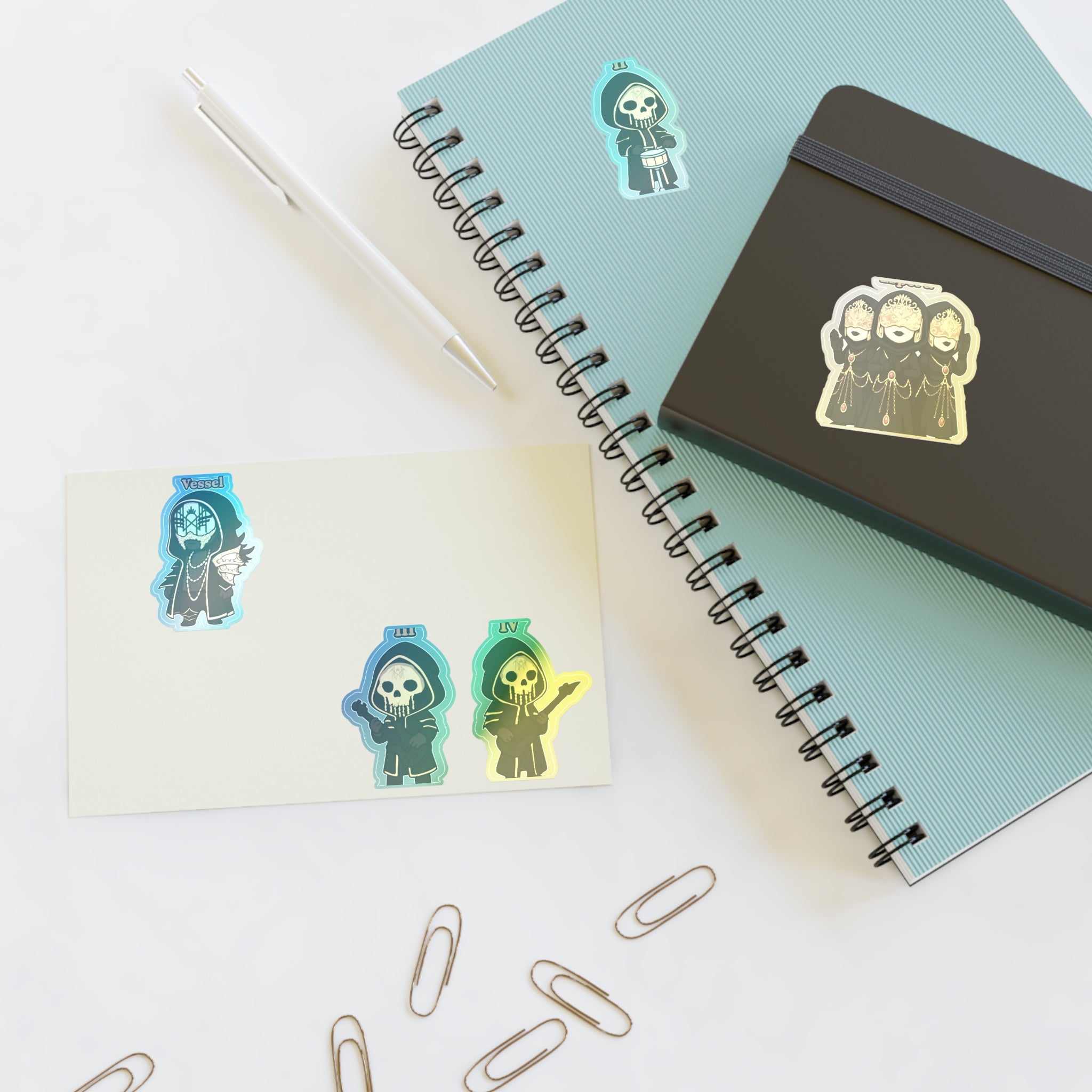 Chibi Band Members- Character Sticker Sheets for Halloween, Crafting, Journaling, Gift Wrap, and Decor