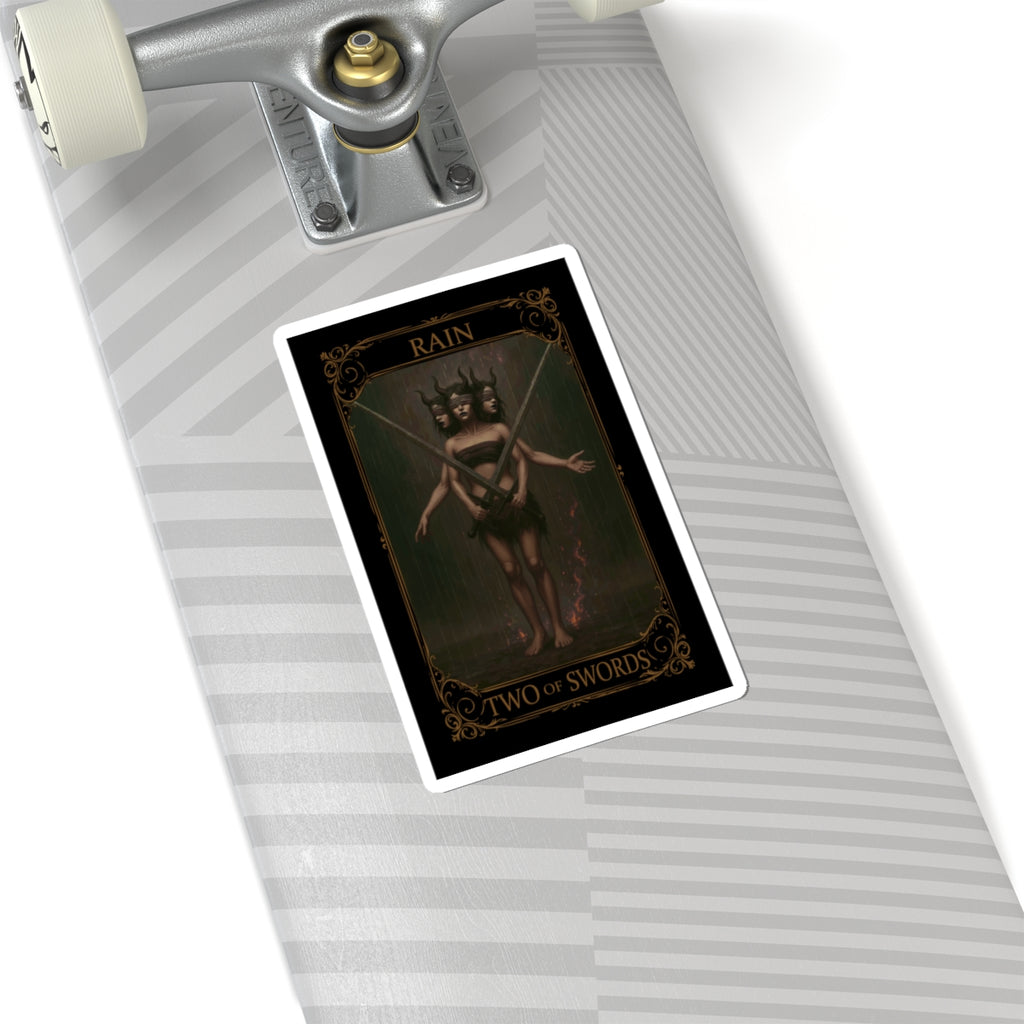 Two of Swords Tarot- Mystical Tarot Kiss-Cut Stickers, Boho Art Stickers, Witchy Decor, Spiritual Gifts, Occult Stickers, Aesthetic Laptop Decals