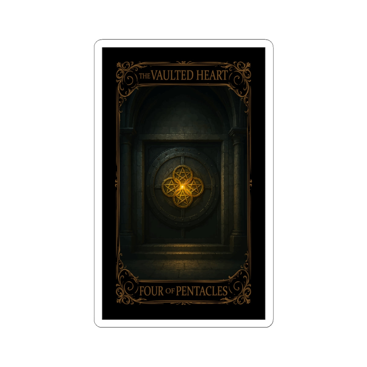 Four of Pentacles Tarot- Mystical Kiss-Cut Stickers - Four of Pentacles Design, Tarot Stickers, Spiritual Decor, Enchanted Laptop Decals, Witchy Gifts