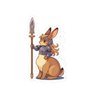 Rabbitaur| Bunny Knight Kiss-Cut Sticker — Cute Armored Rabbit with Spear, Fantasy Laptop Decal