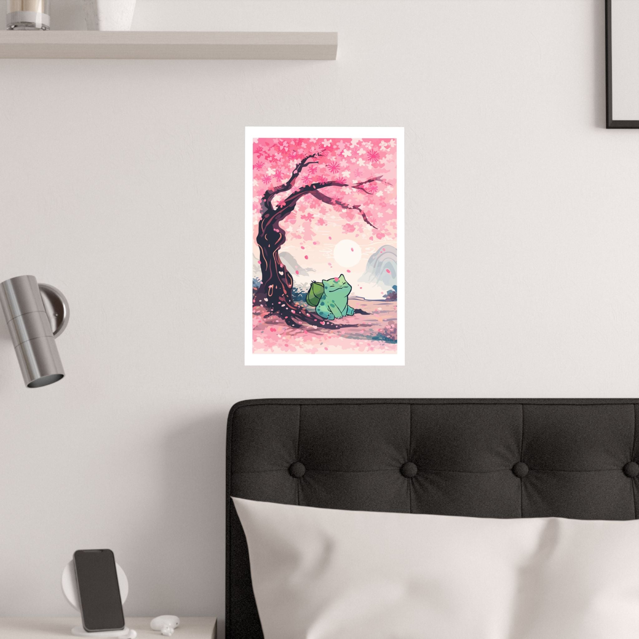Satin Poster — Cherry Blossom Bulbsaur Wall Art (210gsm)