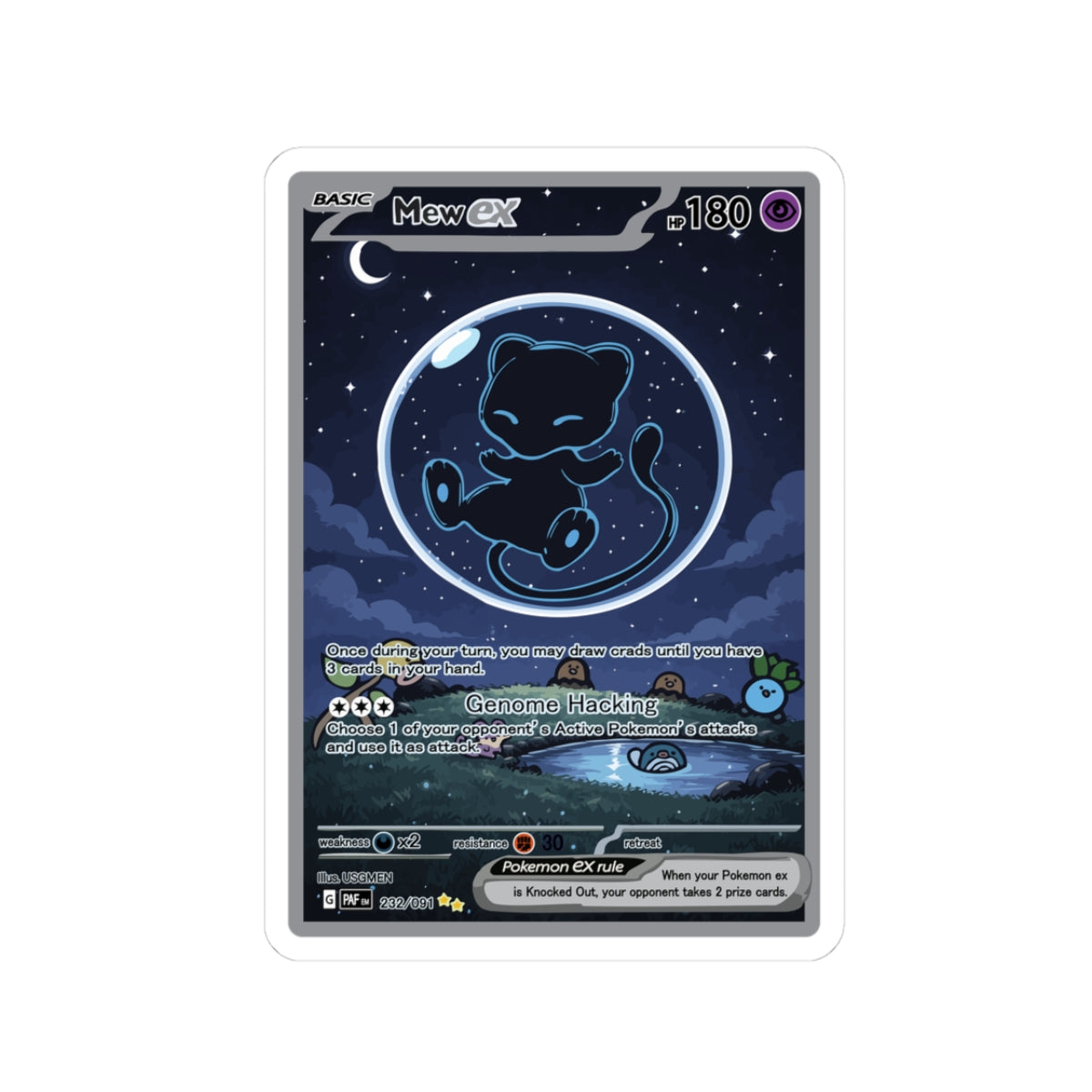 Dark Bubble Mew Card Sticker — Night Sky Kiss-Cut Sticker