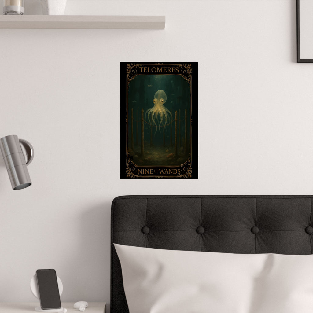 Nine Of Wands- Mystical Octopus Satin Poster, Ocean Art Print, Nautical Home Decor, Fantasy Wall Art, Gift for Art Lovers