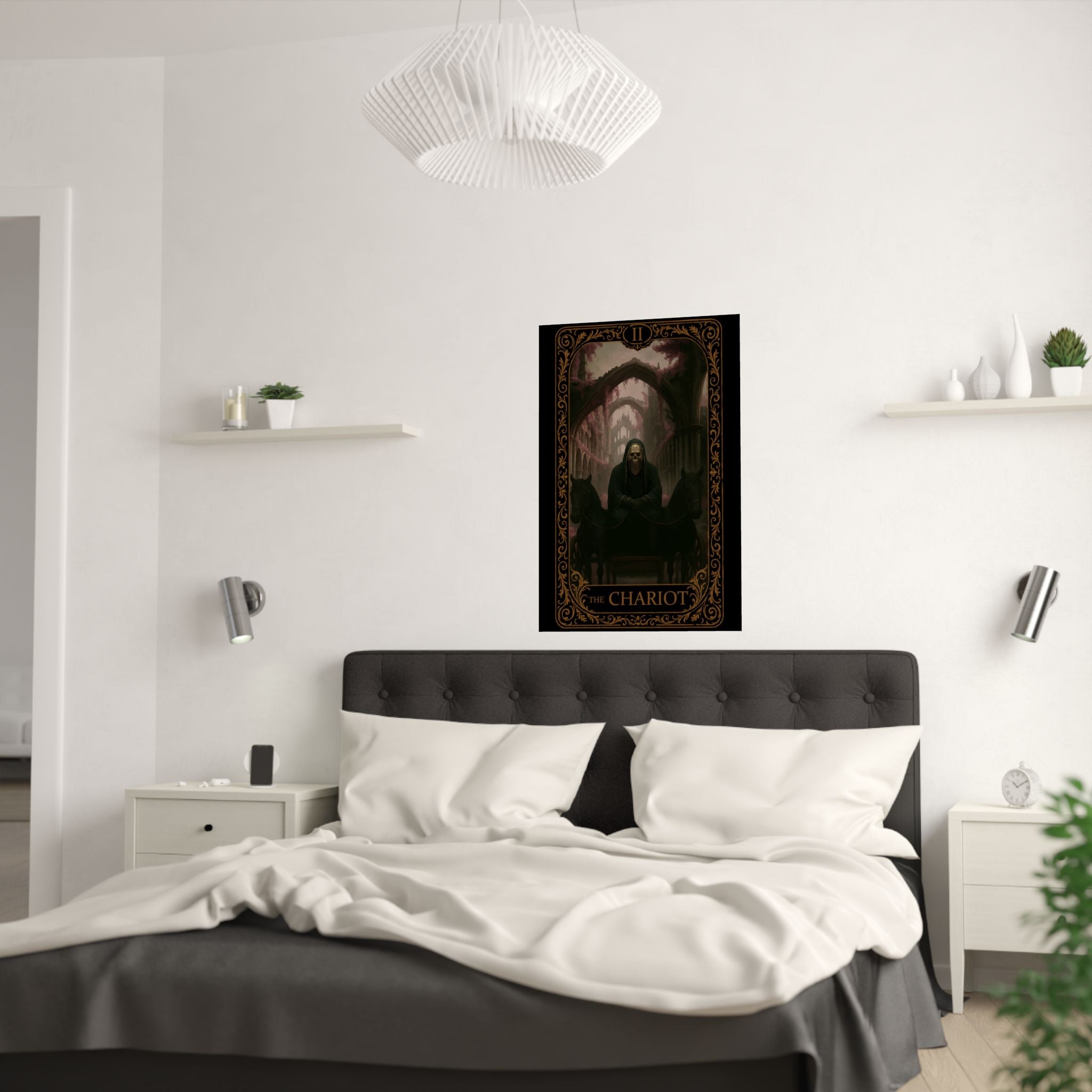 The Chariot- Dark Fantasy Satin Poster, Gothic Wall Art Print, Tarot-Themed Decor, Mystical Home Decoration, Unique Gift for Occasions