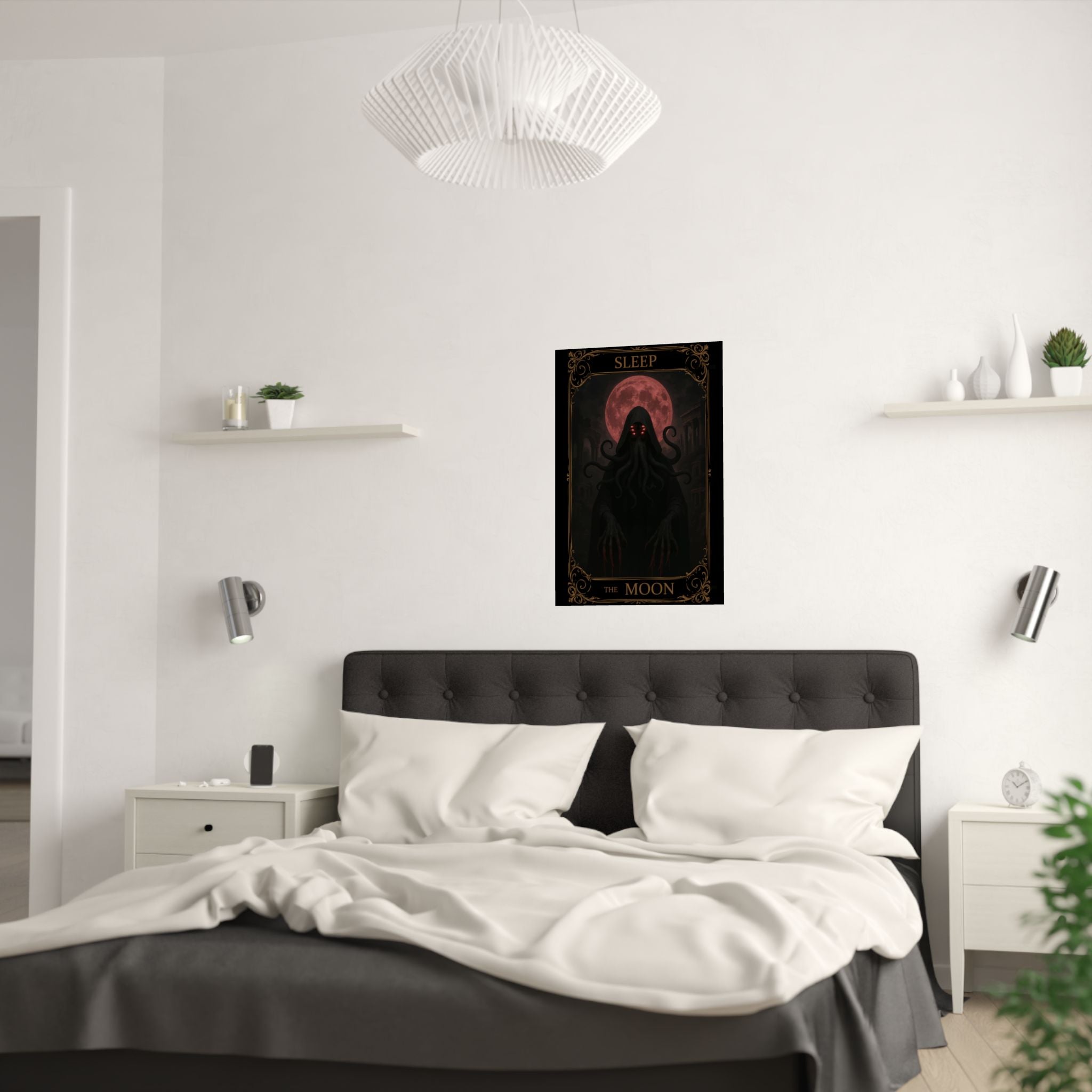 Sleep- The Moon Tarot Satin Poster | Dark Aesthetic Wall Art, Gothic Decor, Bedroom Decor, Unique Gift, Home Decor