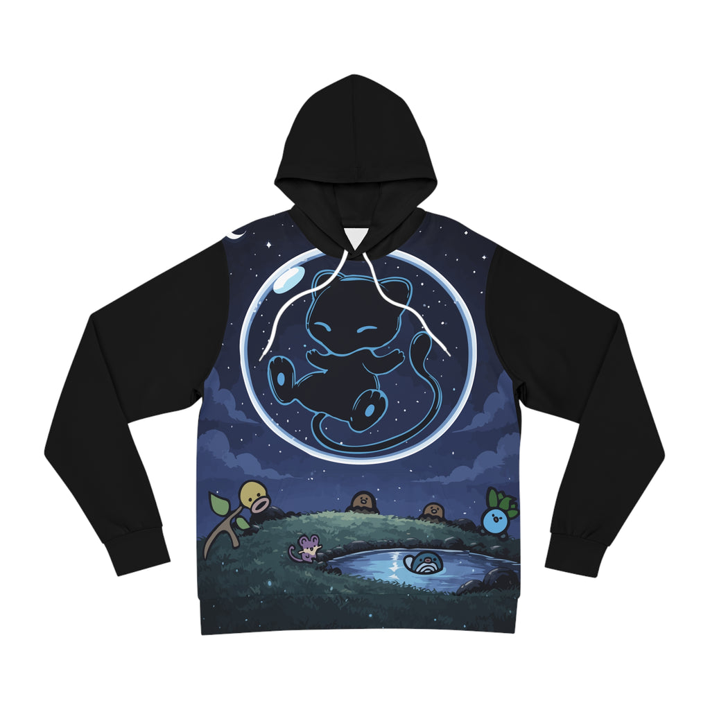 Dark bubble mew-Cute Cosmic Creature Hoodie — Night Sky Alien Art Pullover