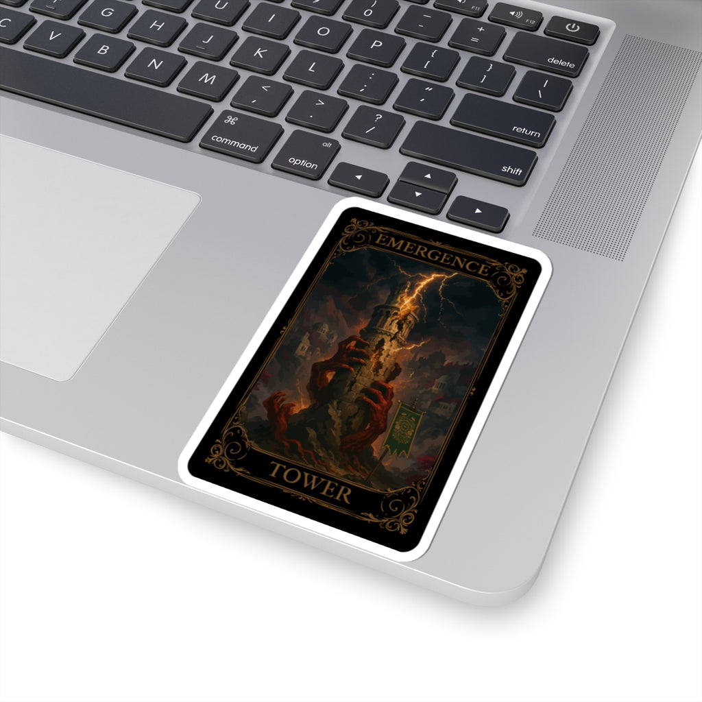 The Tower Tarot Kiss-Cut Stickers, Dark Art Decor, Laptop Decals, Caramel Tower Design, Unique Gift for Fantasy Lovers
