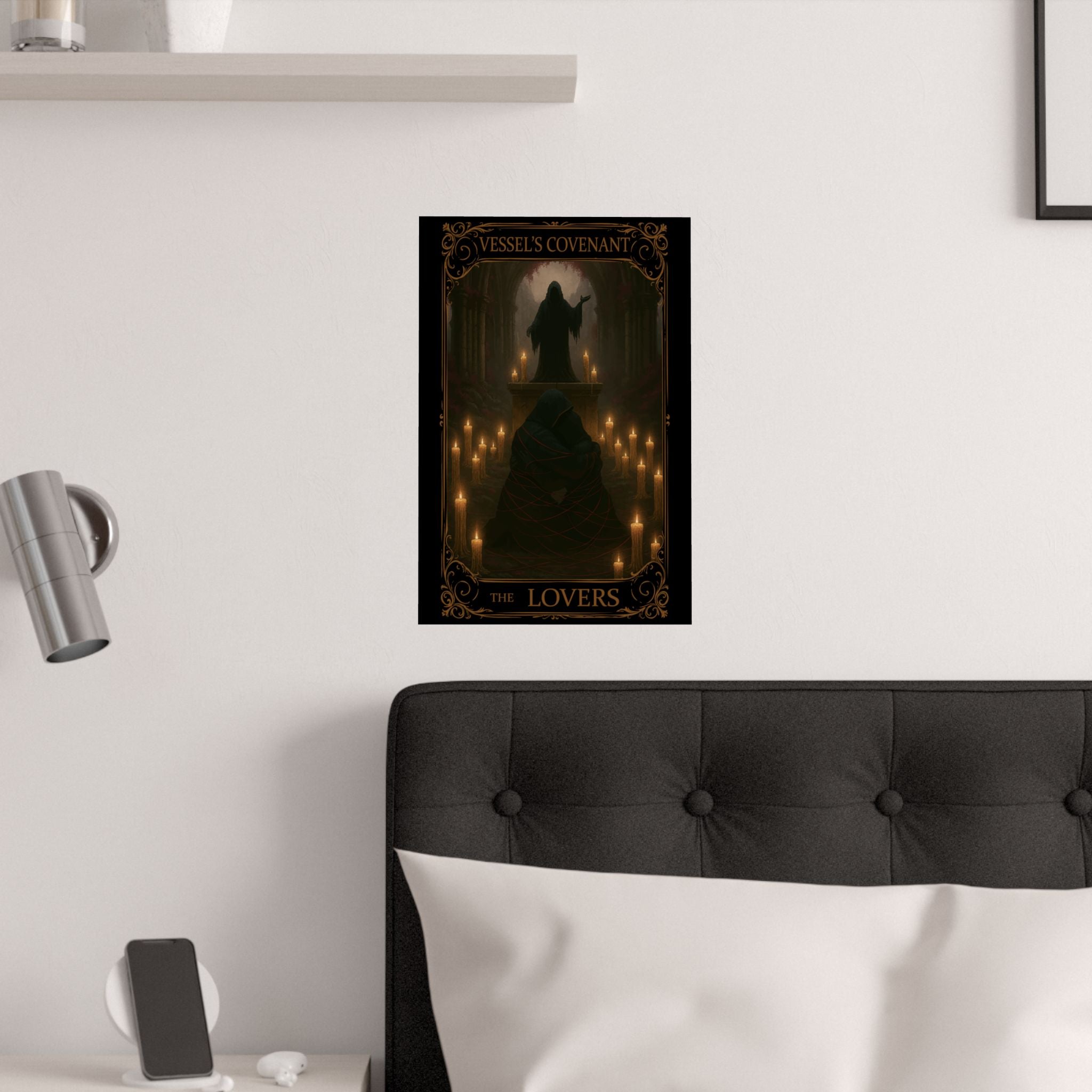 The Lovers Tarot Ethereal Satin Poster Art Print, Dark Romance Wall Decor, Gothic Home Decoration, Occult Aesthetic Wall Art
