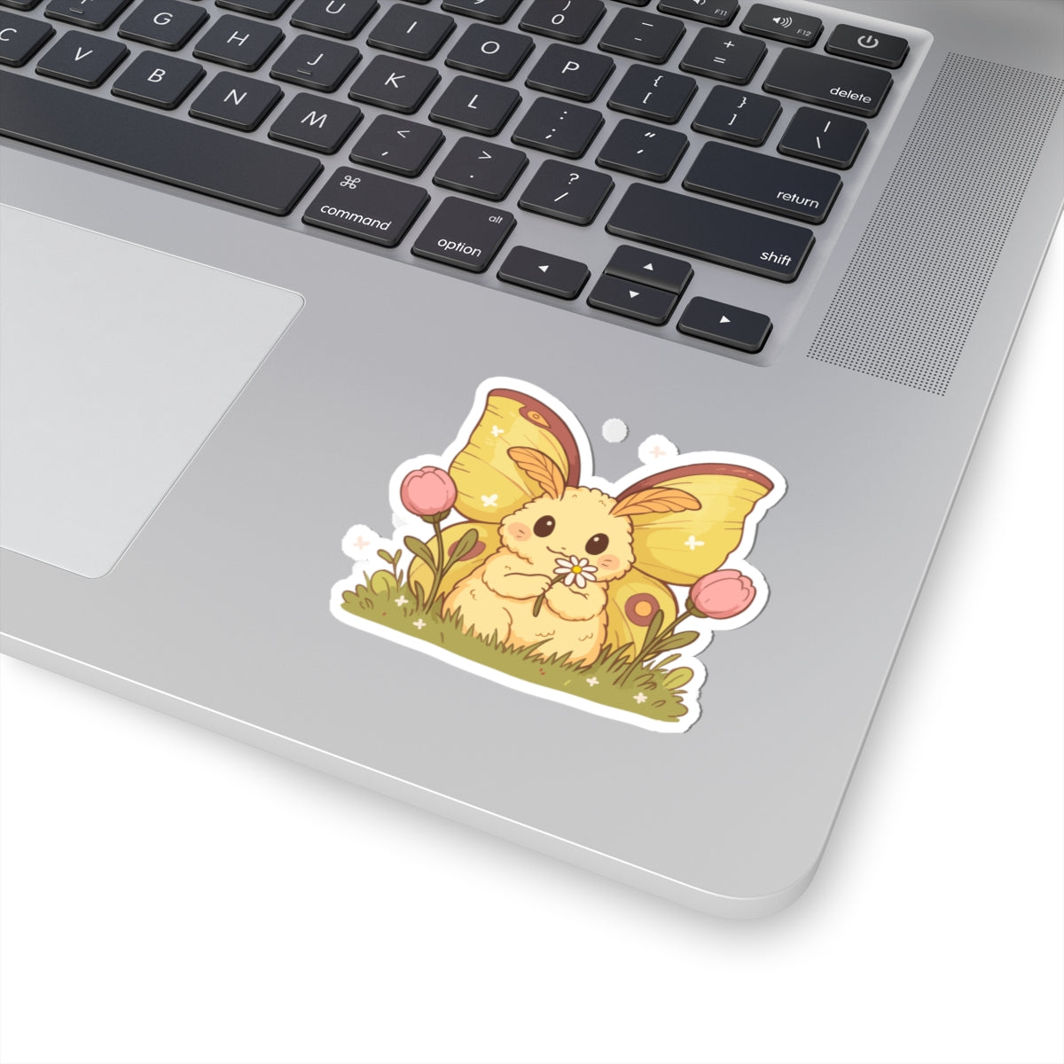 Cute Rosey Maple Moth Sticker — Kawaii Floral Laptop Decal