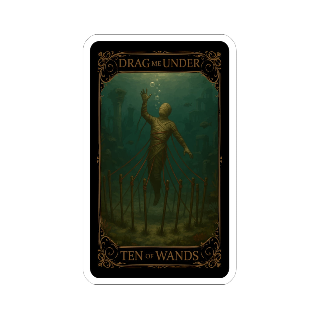 Ten Of Wands- Mystical Tarot Stickers, Enigmatic Art Stickers, Ten of Wands Décor, Gothic Theme Stickers, Unique Laptop Stickers, Witchy Decor