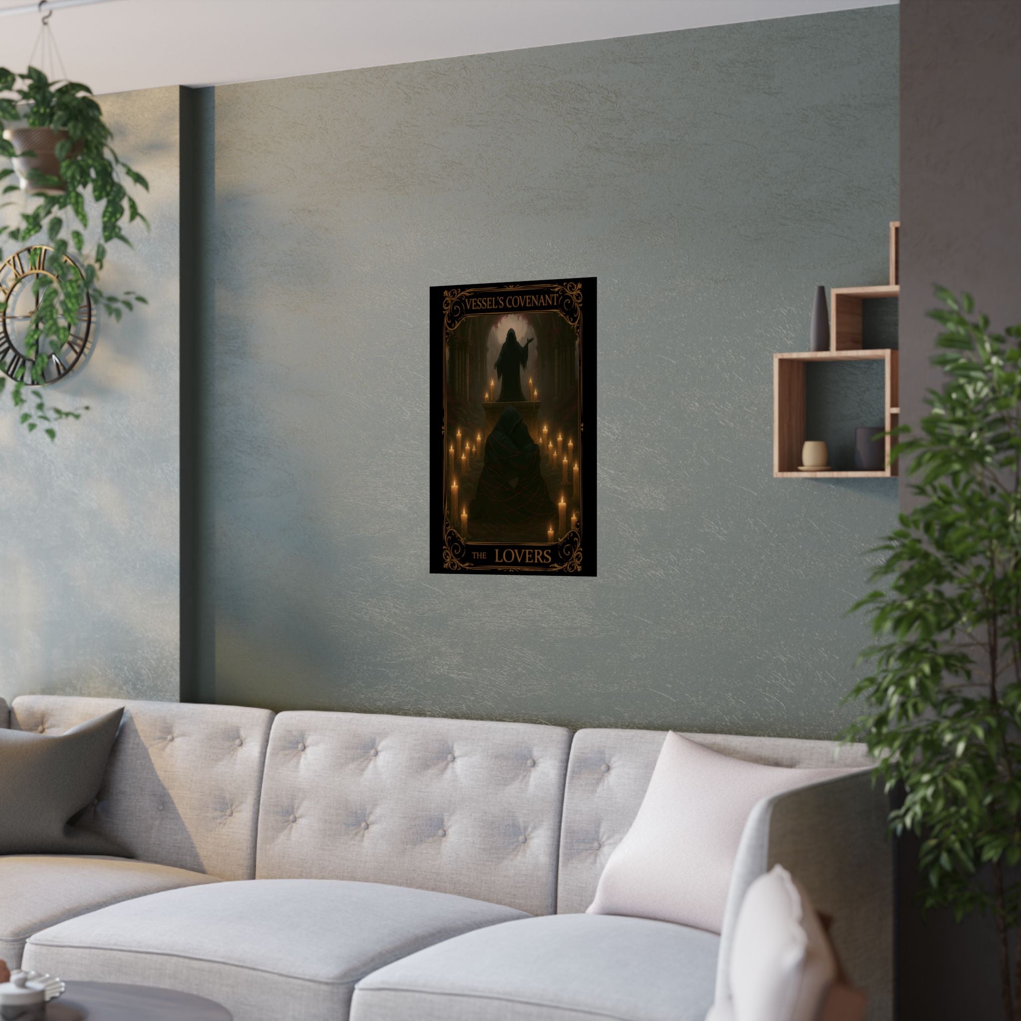 The Lovers Tarot Ethereal Satin Poster Art Print, Dark Romance Wall Decor, Gothic Home Decoration, Occult Aesthetic Wall Art