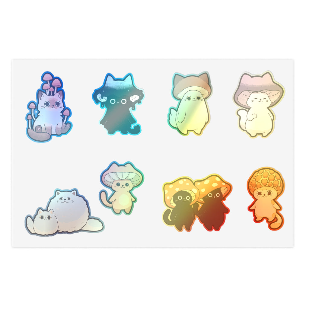 Mushroom Cat Sticker Sheet — Cute Kawaii Mushroom Cats Planner Stickers