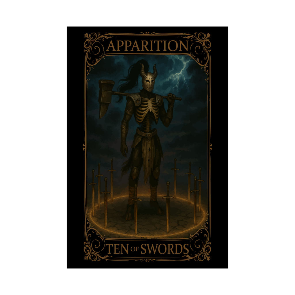 Ten of Swords Tarot- Dark Fantasy Satin Poster Art, Apparition Ten of Swords Wall Decor, Gothic Poster, Unique Gift for Home, Cool Interior Design