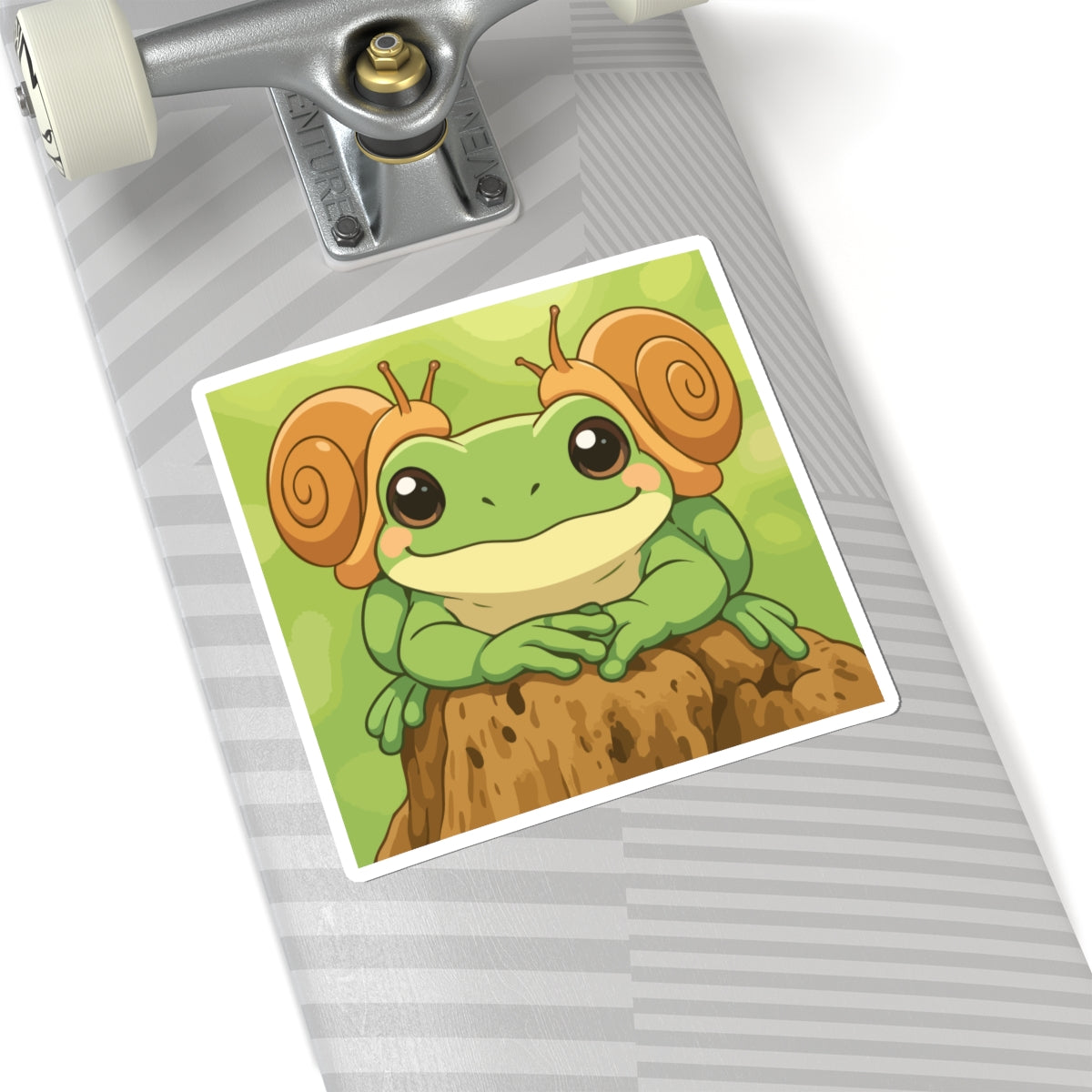 Cute Snail-Horn Frog Sticker — Kawaii Tree Frog Kiss-Cut Decal for Laptops & Water Bottles