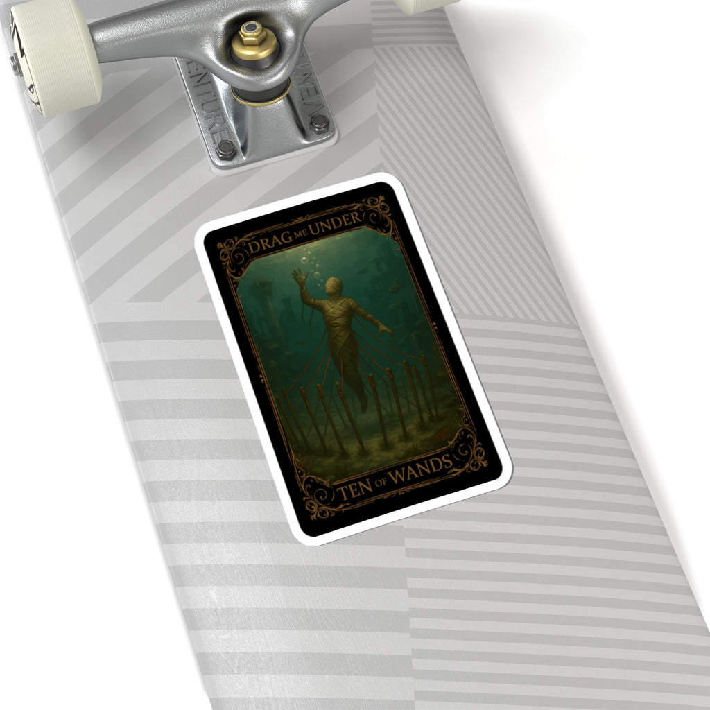 Ten Of Wands- Mystical Tarot Stickers, Enigmatic Art Stickers, Ten of Wands Décor, Gothic Theme Stickers, Unique Laptop Stickers, Witchy Decor