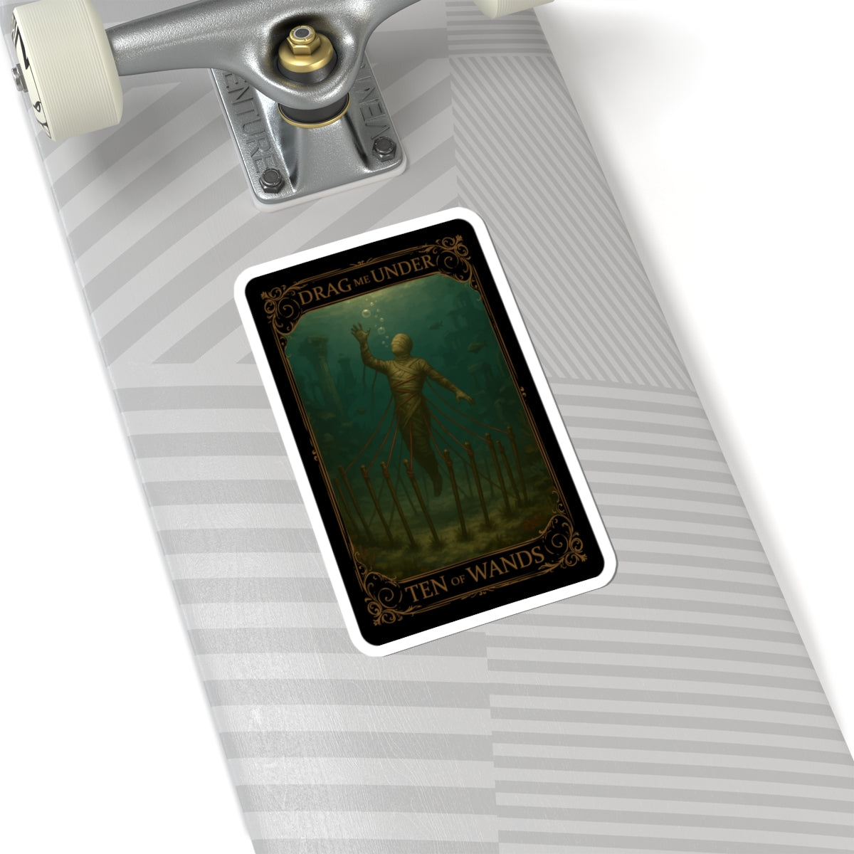 Ten Of Wands- Mystical Tarot Stickers, Enigmatic Art Stickers, Ten of Wands Décor, Gothic Theme Stickers, Unique Laptop Stickers, Witchy Decor