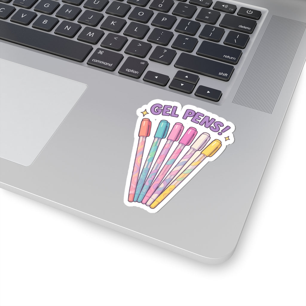 90's Gel Pens Kiss-Cut Sticker — Cute Pastel Stationery Decal for Laptops, Notebooks & Planners