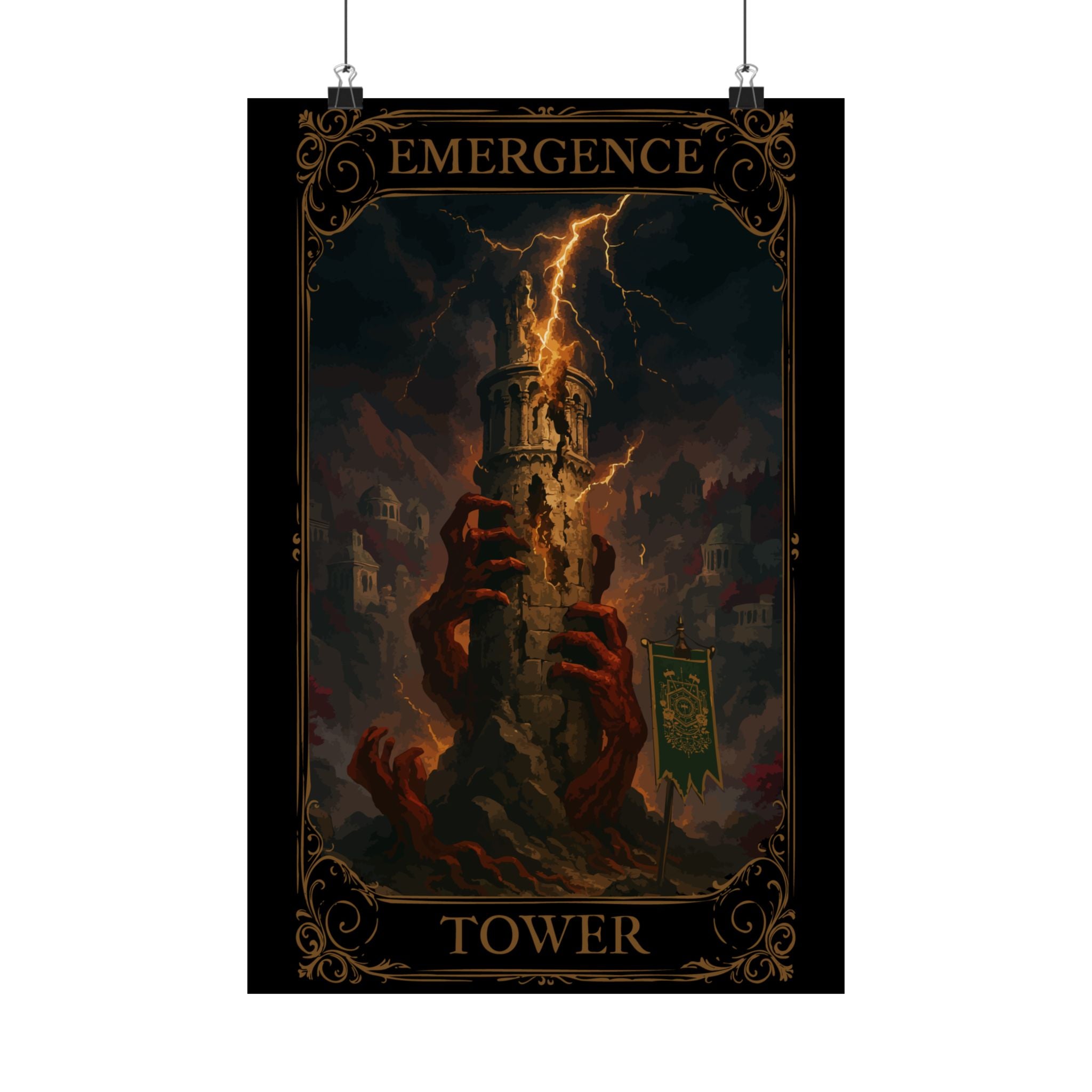 Caramel: The Tower Tower Tarot Satin Poster - Art Print, Wall Decor, Fantasy Artwork, Gothic Home Decor, Gift for Fantasy Lovers